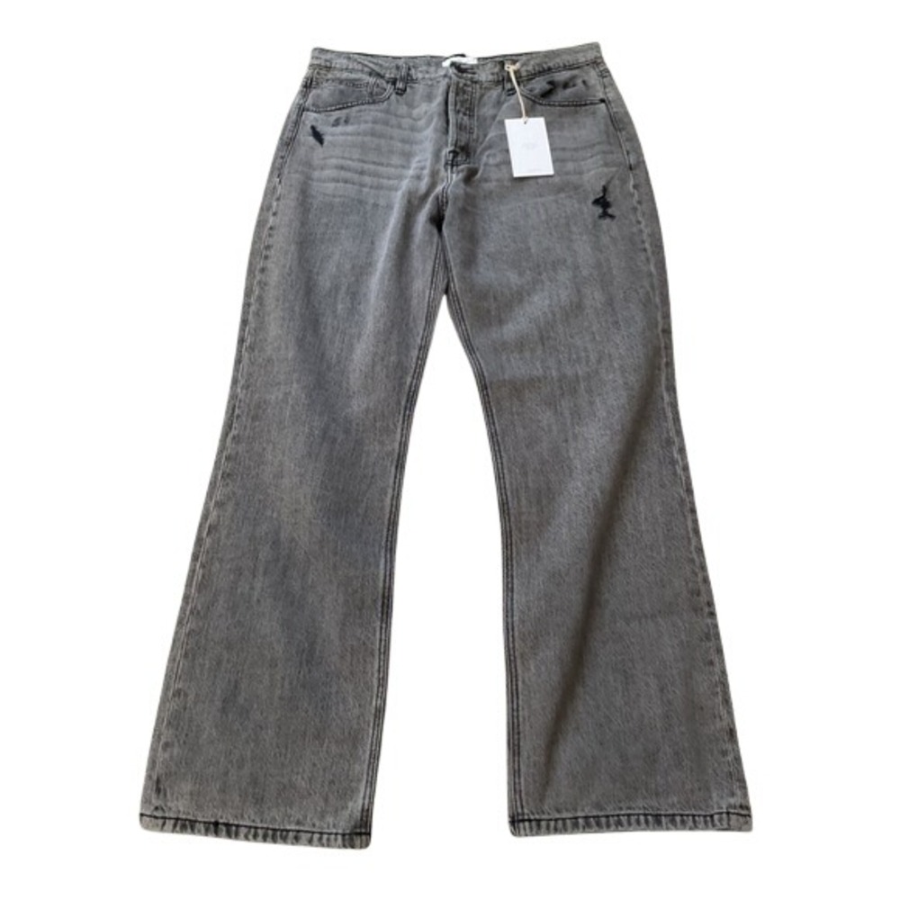 Kancan Premier Grey High Rise Straight Leg Distressed Jeans Size 15 31 NWT